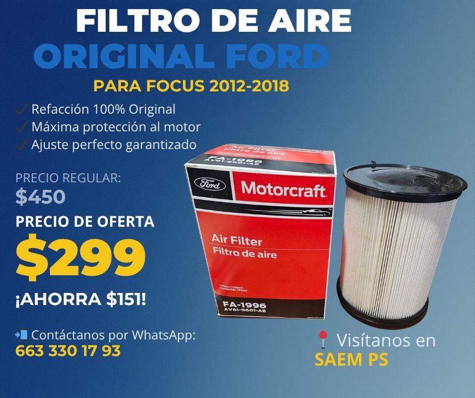 FILTRO DE AIRE PARA FOCUS 12-18 MOTORCRAFT